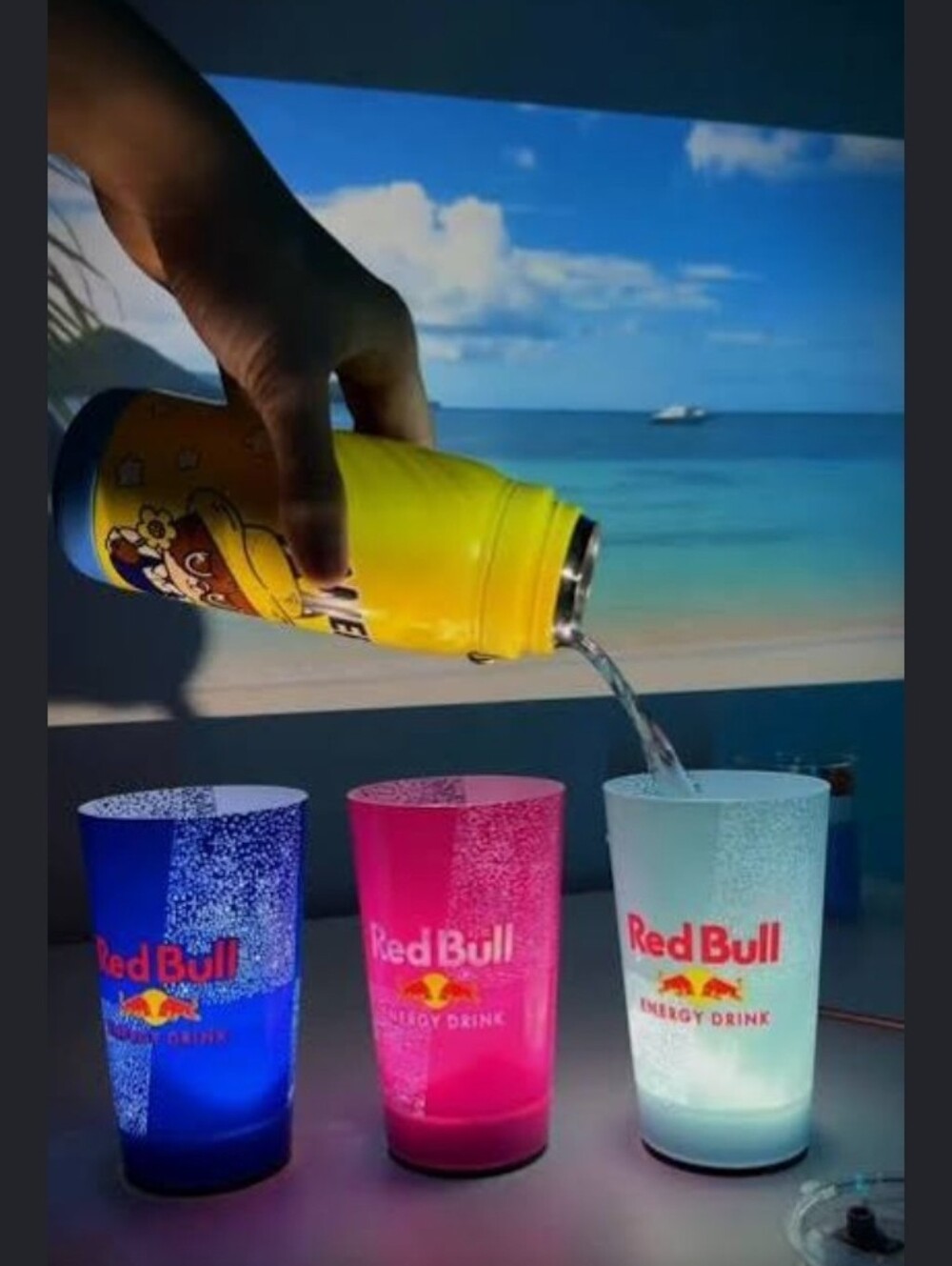 Brand New In Box Red Bull Light Up Party Tumblers 4pc Set